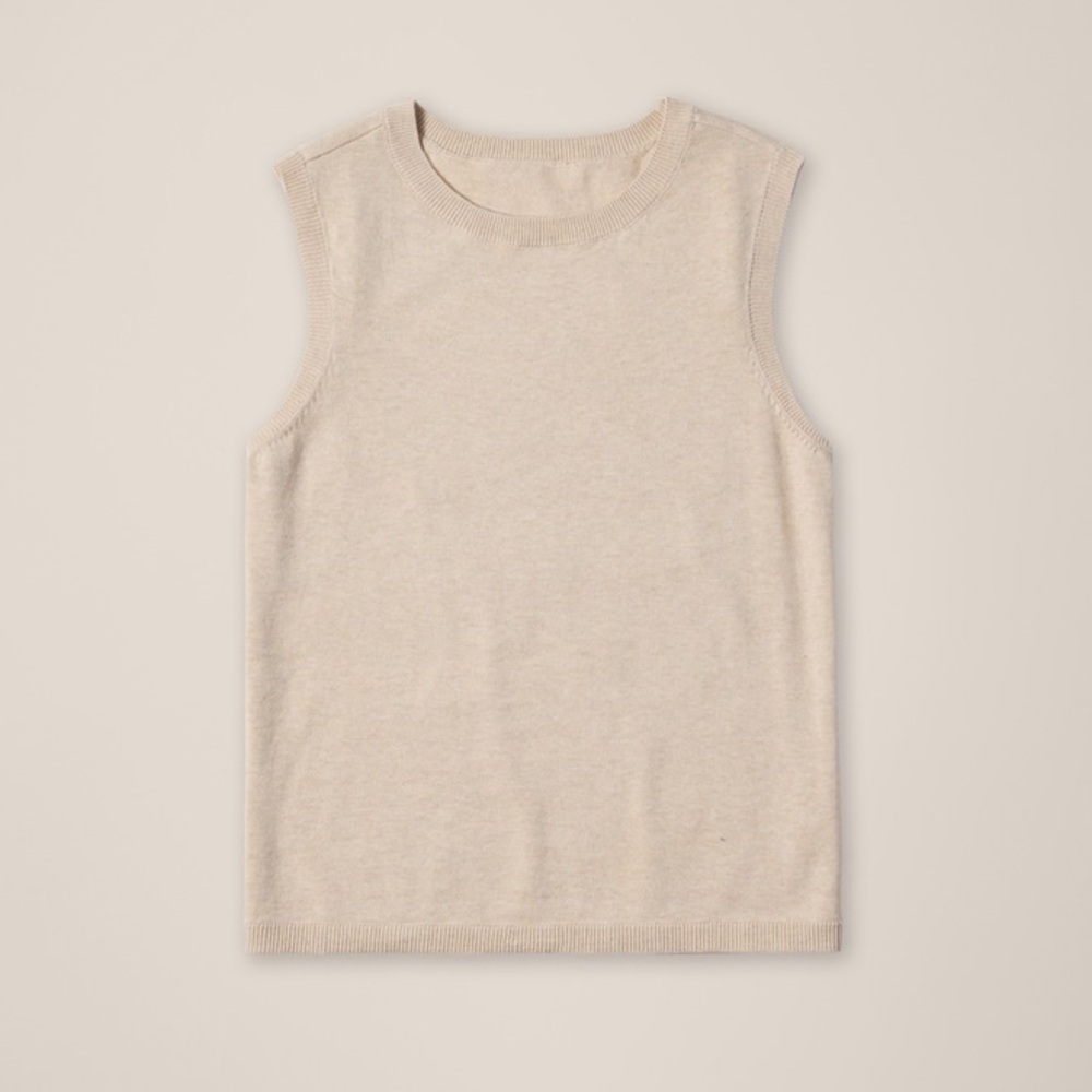 NWOT Pact Clothing classic fine knit shell in sandshell heather (tan)